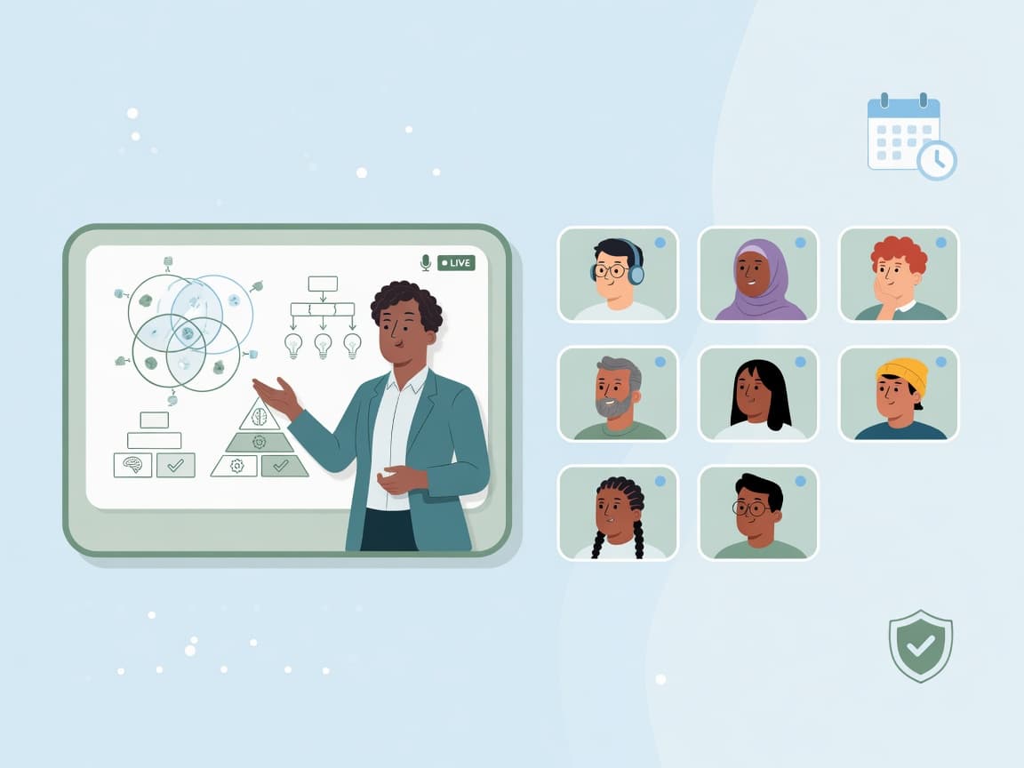 Live online session with instructor teaching and engaged students