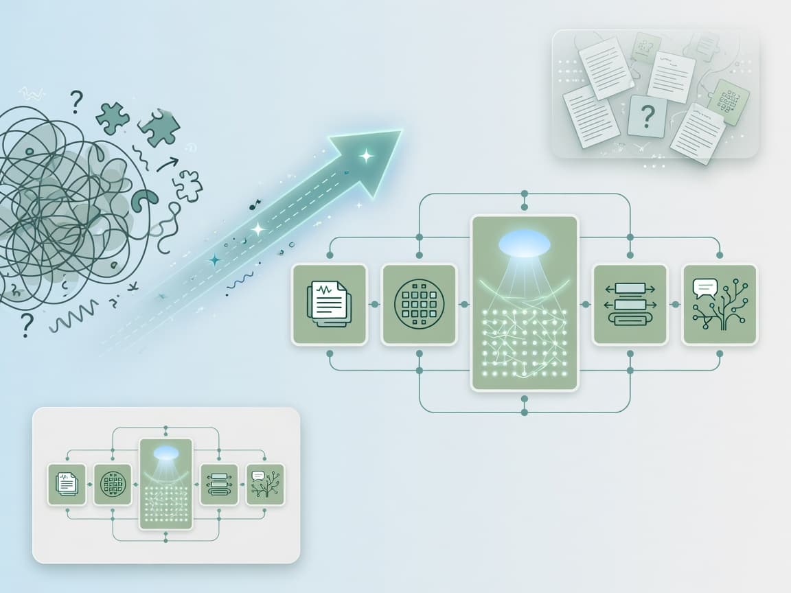 Complex ideas transforming into clear mental model frameworks